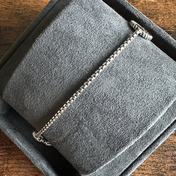 David Yurman Petite Cross Chain Bracelet w/ White Diamonds & 18K Gold Adjustable - Picture 13 of 14